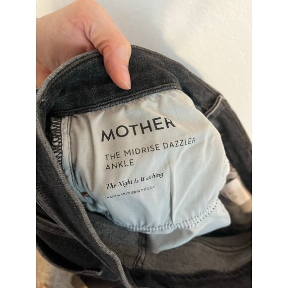 Mother Mid Rise Dazzler Ankle Straight Leg Jeans Night is Watching Black 28 - Picture 7 of 9